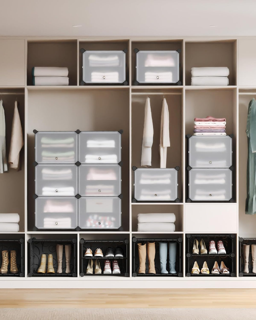 Mondeer Shoe Rack, 2 x 10 Tiered Plastic Shoe Cabinet, 40 Pairs of Shoes