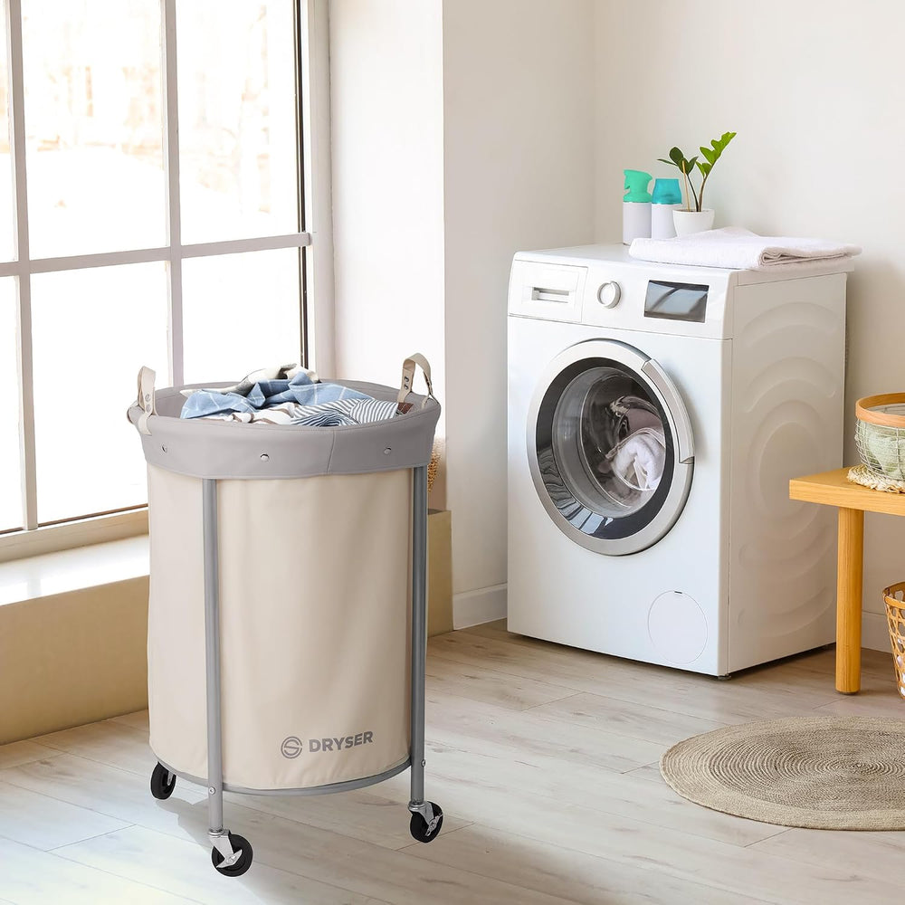 Dryser Laundry Basket with Wheels, 65 Gal. Commercial Round Rolling Laundry H...