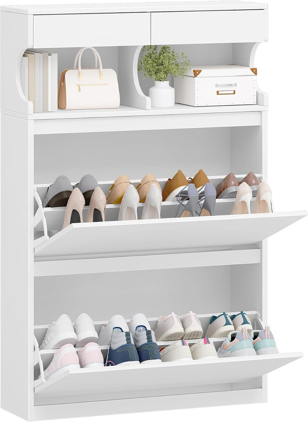 Hzuaneri Shoe Cabinet, Narrow Hidden Shoe Storage Cabinet for Entryway