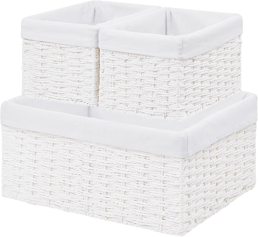Vagusicc Wicker Basket, Set of 3 Hand-woven Storage Baskets for Organizing, D...
