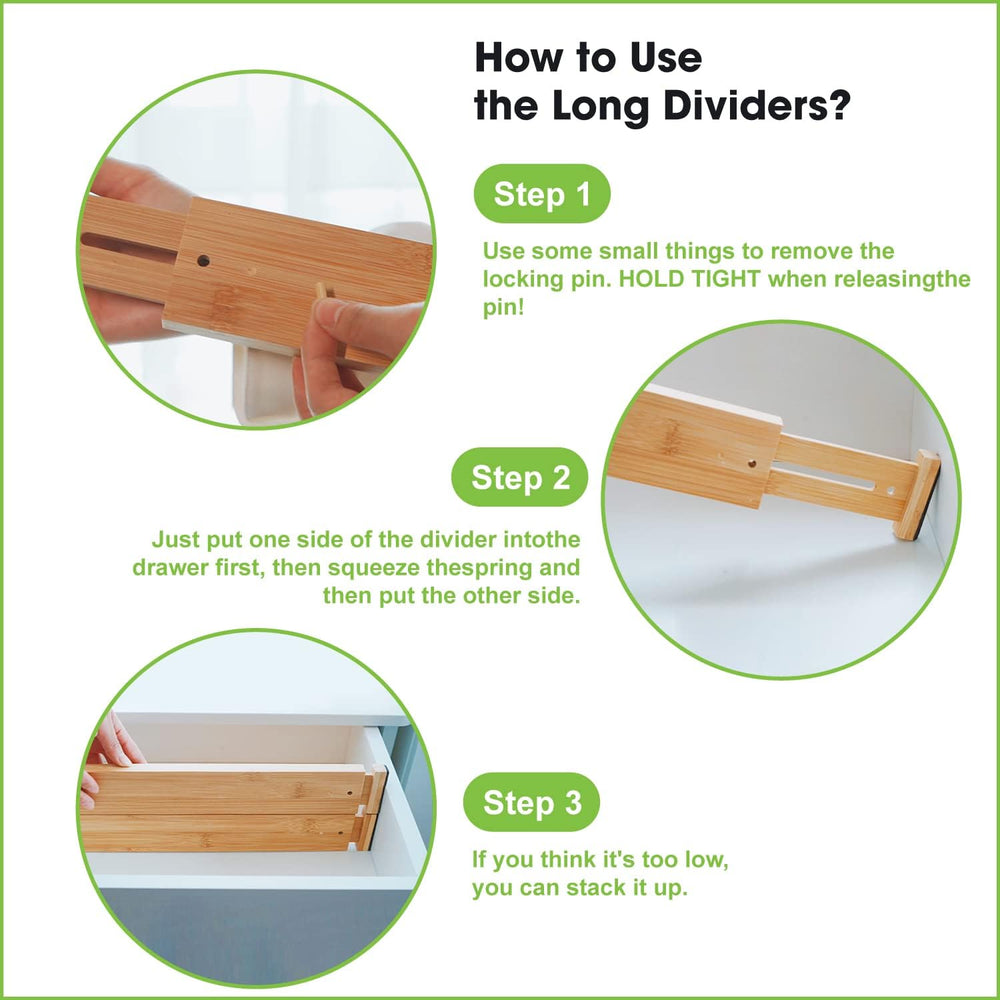 ANTOWIN Bamboo Drawer Dividers Organizers 16pcs, Expandable Drawer Separators...