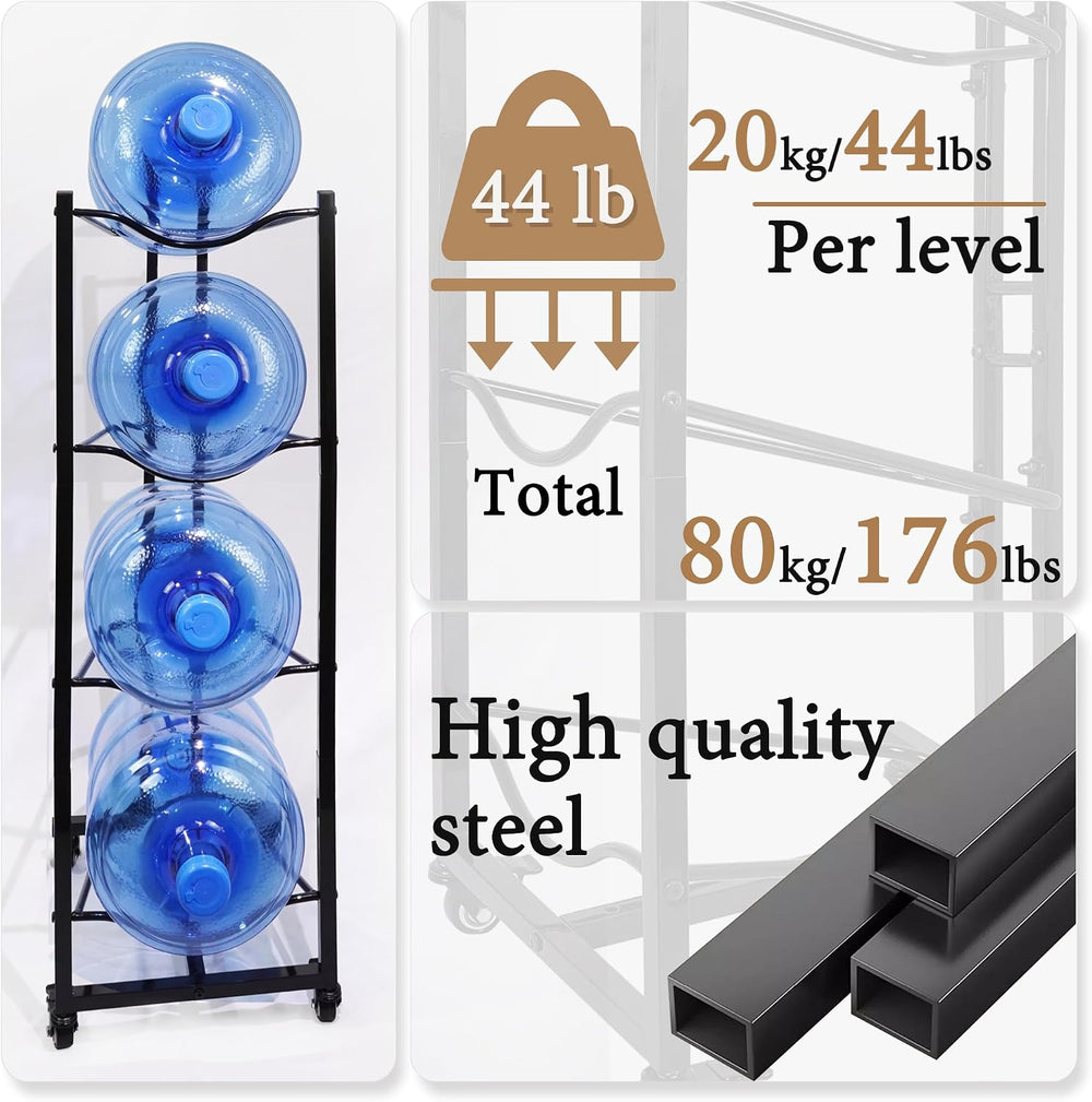 5 Gallon Water Bottle Holder, 4-Tier Heavy Duty Water Cooler Jug Rack, Water ...