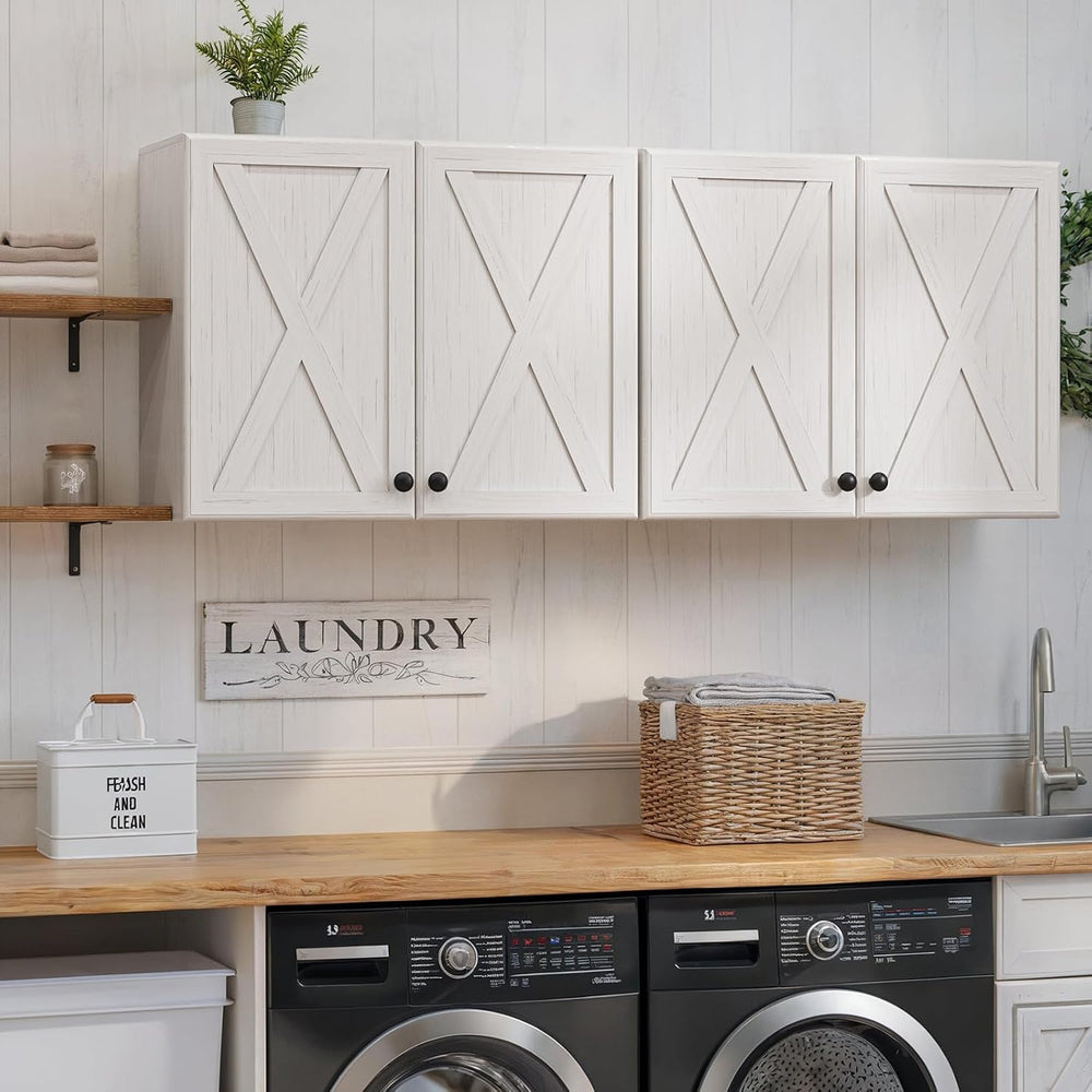 FIMELLO 60’’ Laundry Room Cabinets, Laundry Wall Cabinet Storage, Barn Door K...
