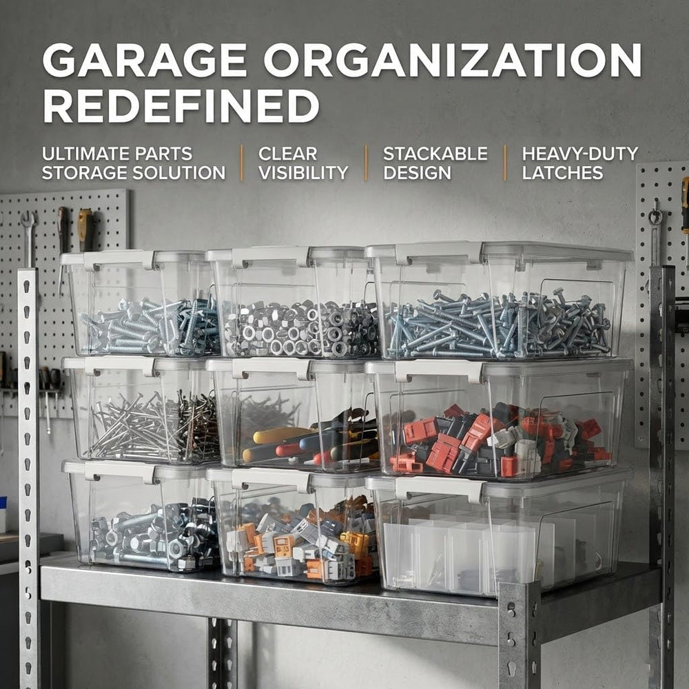 WYT 6-Pack Clear Plastic Storage Bins with Lids, 8 Quart Organizer Container ...