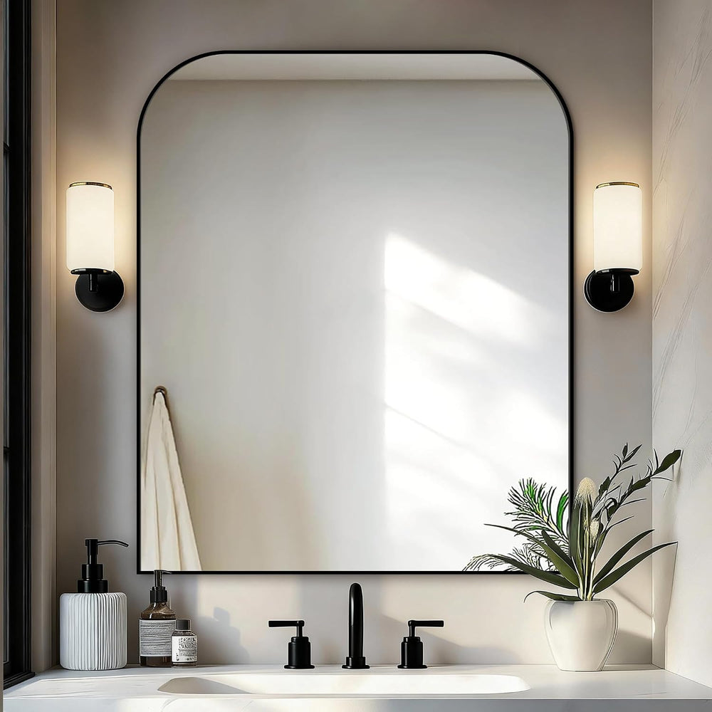 36"x30" Black Metal Framed Bathroom Mirror for Over Sink