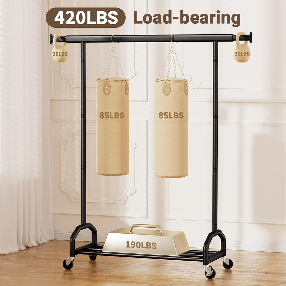 Heavy Duty Rolling Clothing Rack, 420 lbs Capacity Metal Clothes Rack with Wh...