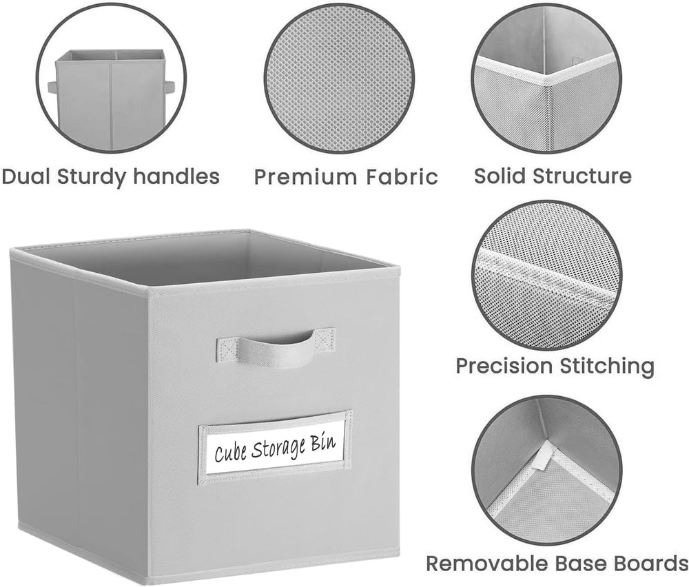 Storage Bins,11" Cube Storage Bin with Labels,10pcs,Light Grey