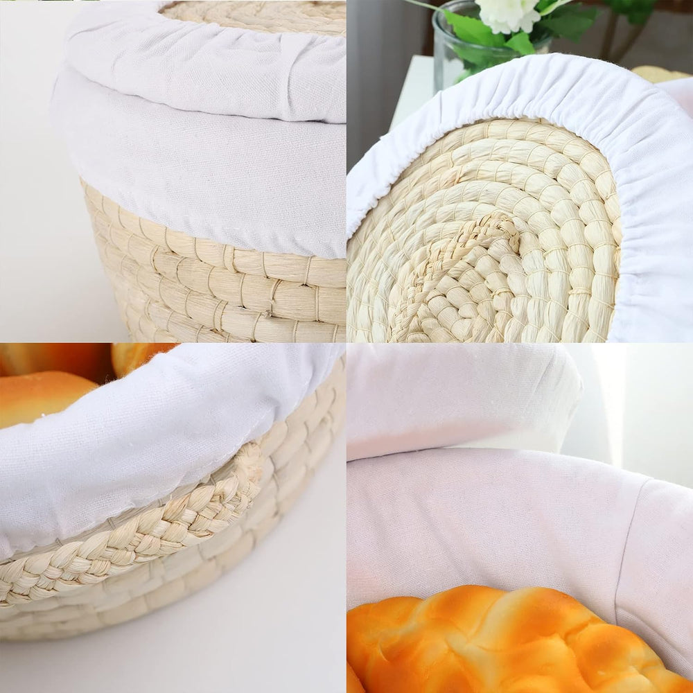 YAHUAN Round Bread Basket Serving Woven Bread Baskets Wicker Baskets Sourdoug...