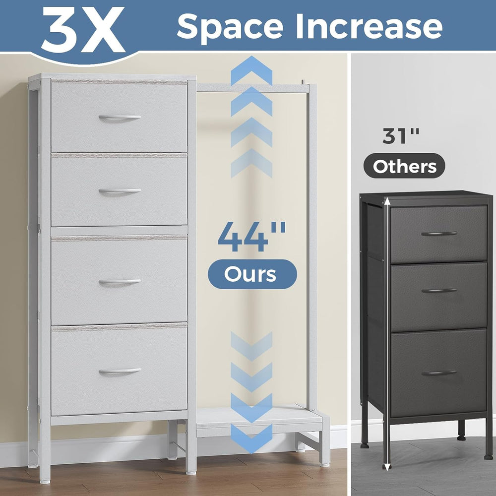 DUMOS Tall Dresser with Hanging Rack, 4 Drawer Dresser for Bedroom