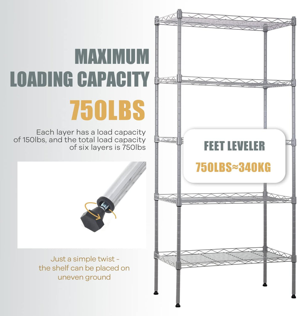 NChanmar 5-Tier Metal Shelving Unit Storage Shelves Metal Shelves 48"x21...