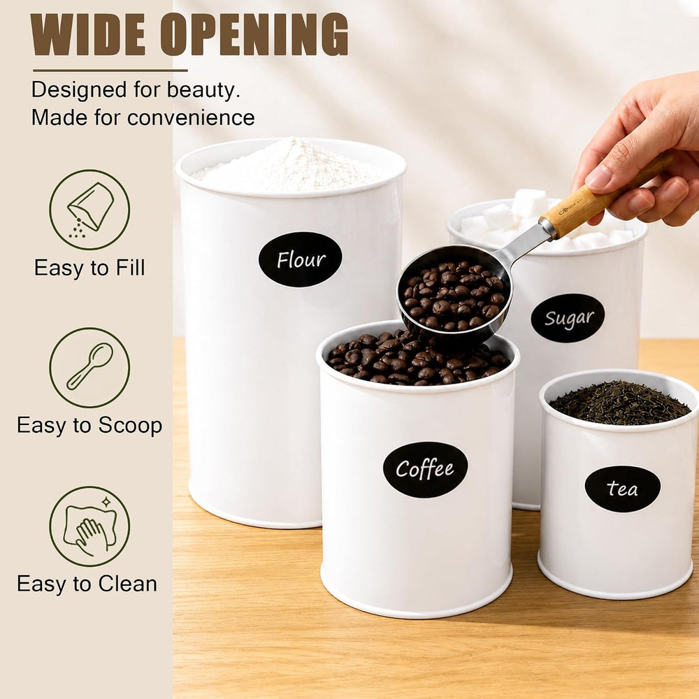 Canisters Sets for Kitchen Countertop 4 PCS Airtight Metal Containers