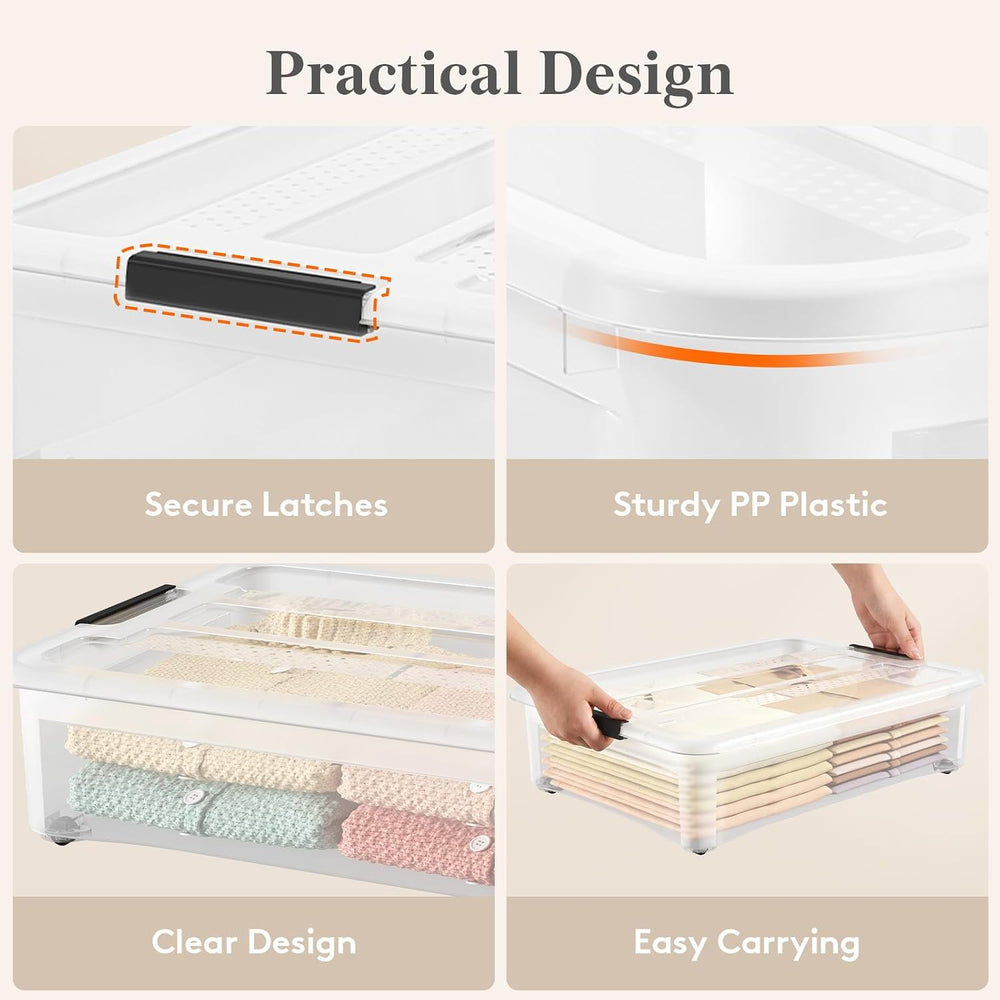 Lifewit 44 Qt Clear Storage Bins with Lids, 4 Pcs
