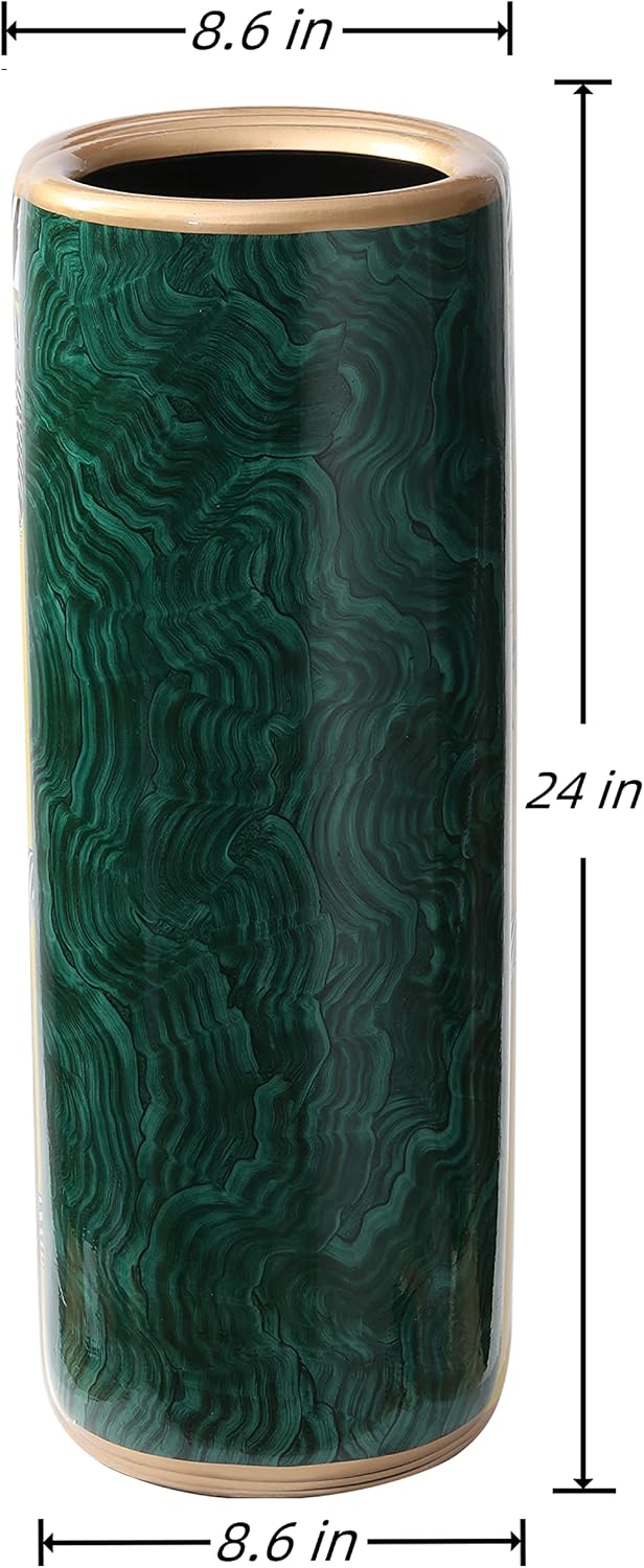 24" H Ceramic Umbrella Stand Malachite Green for Entryway Indoor