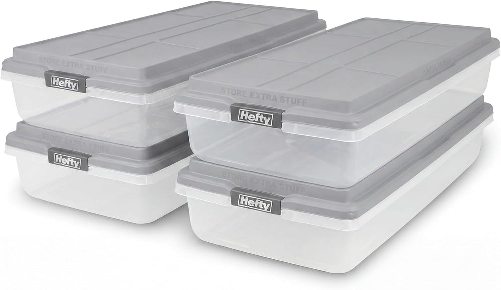 Hefty 63 Qt Hi-Rise Storage Bin with Lid, Stackable Plastic Storage Container...