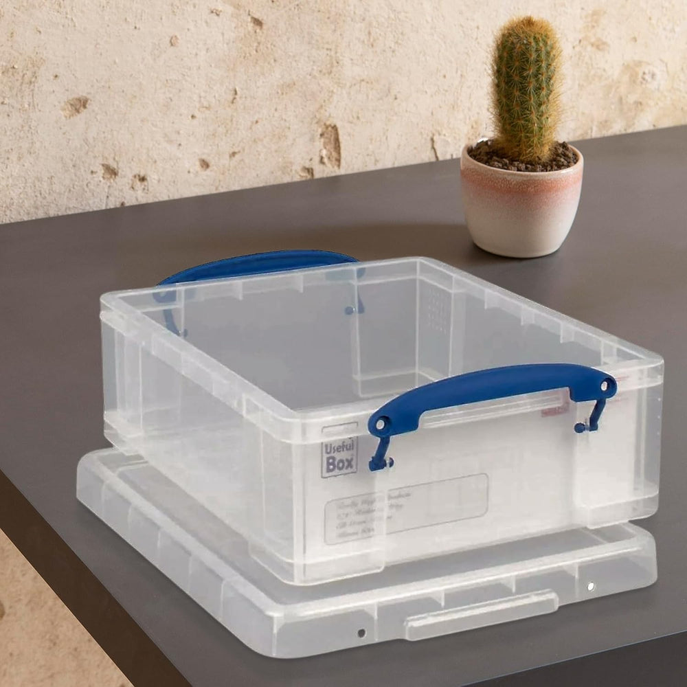 Really Useful Box 4 Pack Storage Bins, Clear Plastic Stackable Organizing Tot...