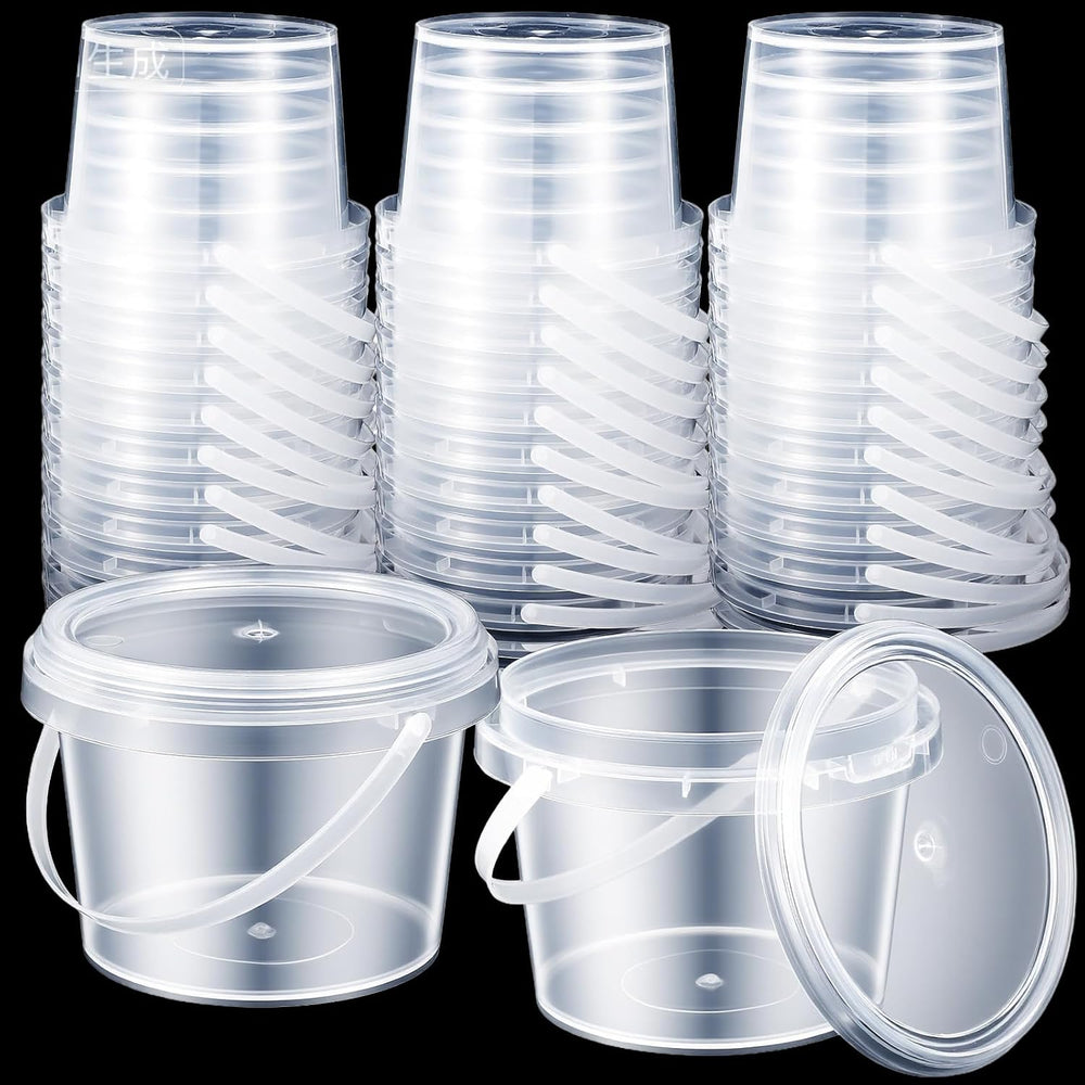 35 PCS 16 oz Slime Containers with Lids and Handles, Plastic 500ml Storage Bu...