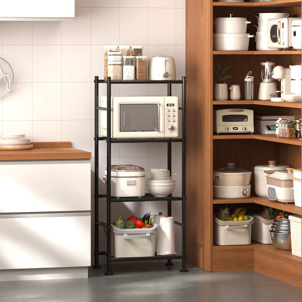 Sakugi Storage Shelves - Set of 2, 4-Tier Metal Shelf Organizer, Space-Saving...