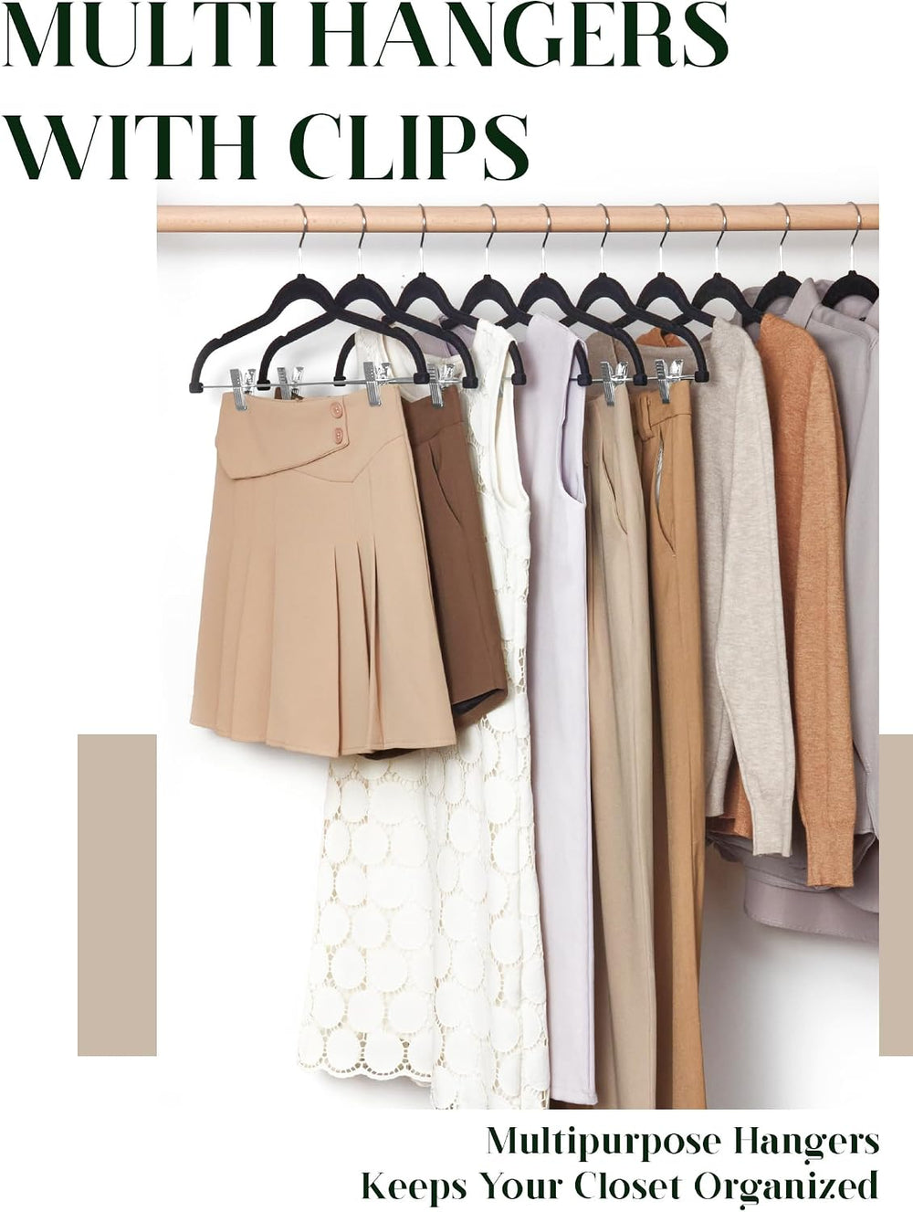 Cozymood Velvet Pants Hangers 36 Packs, Skirt Hangers with Clips - Black