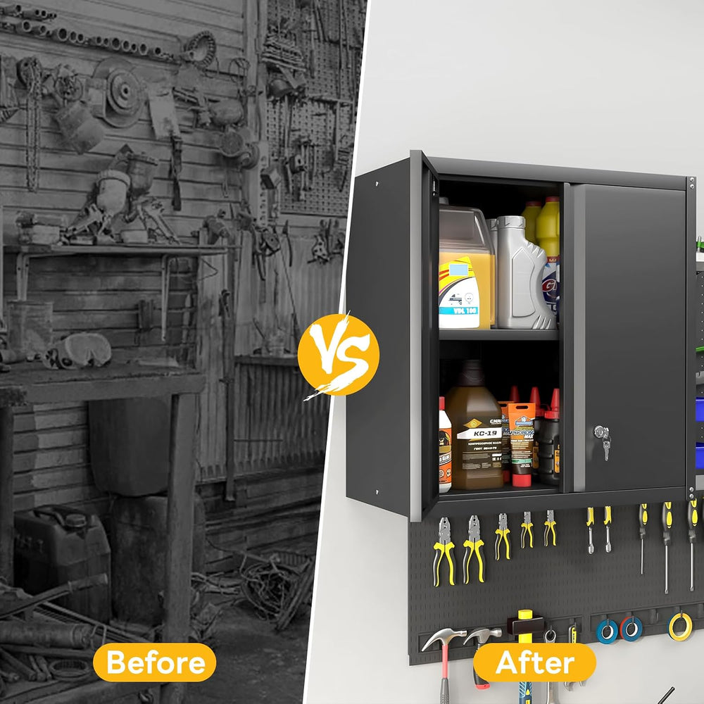 LUCYPAL Garage Storage Cabinet,27.95" H Metal Wall Cabinet with Locking ...