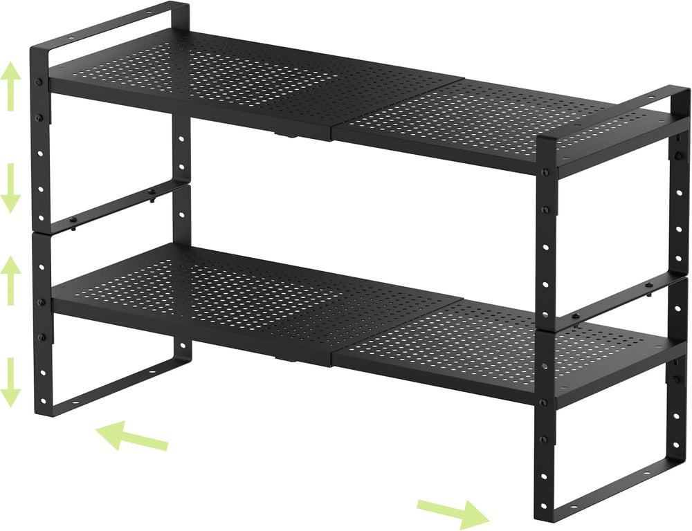 Expandable Shoe Rack Heavy-Duty Closet Organizer Adjustable Shelf Stackable M...