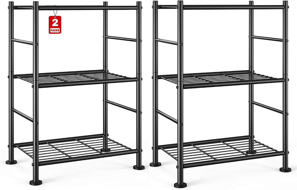 Sakugi 2-Pack Storage Shelves - 3-Tier Metal Wire Shelf Organizer, Slim Shelf...