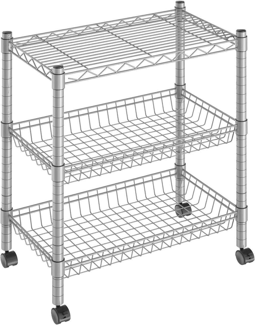 Guan River 3 Tier Wire Basket Shelf,Silver,23.23" L x 13.11" W x 32...