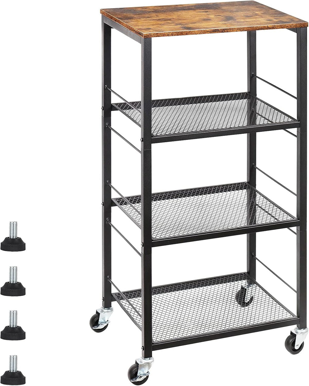 CADUKE Kitchen Storage Cart Baker's Rack 4-Tier Industrial Wood