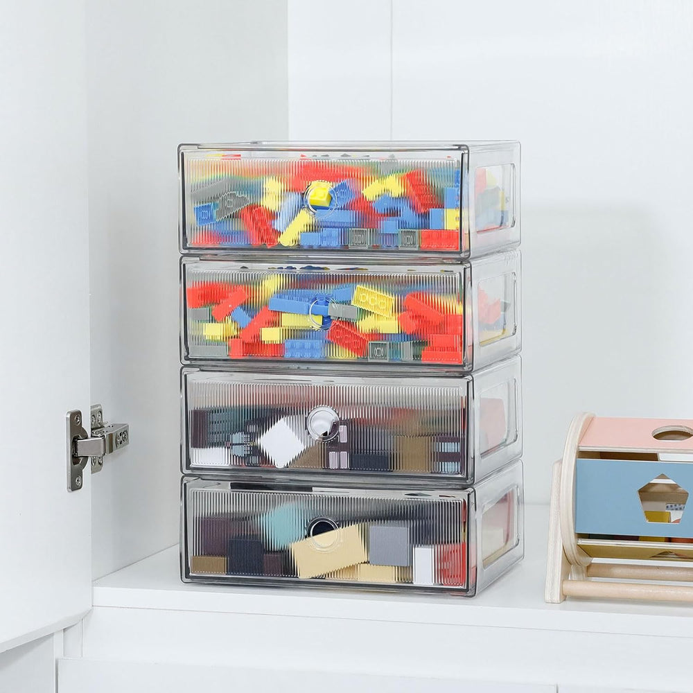Clear Desk Drawer Organizers, 4 Drawers, Plastic