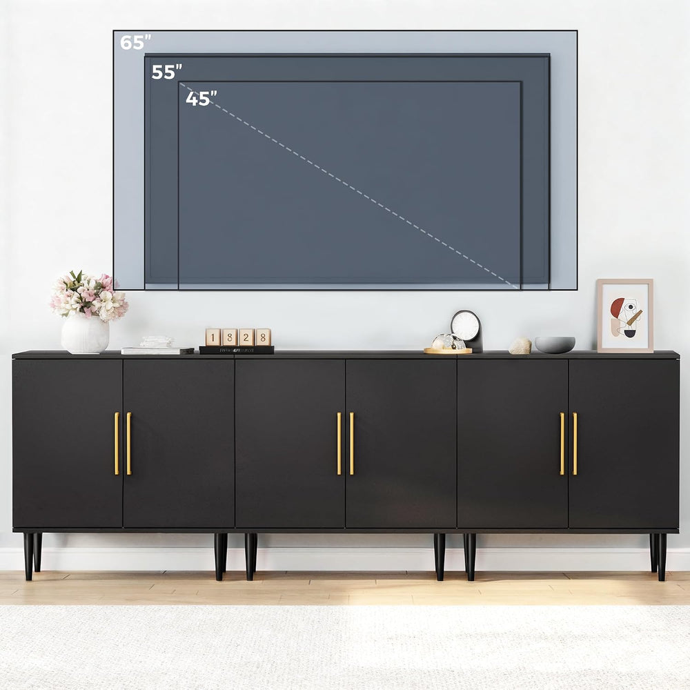 Vrullu Modern Storage Cabinet, Free Standing Buffet Cabinet, Black Sideboard ...