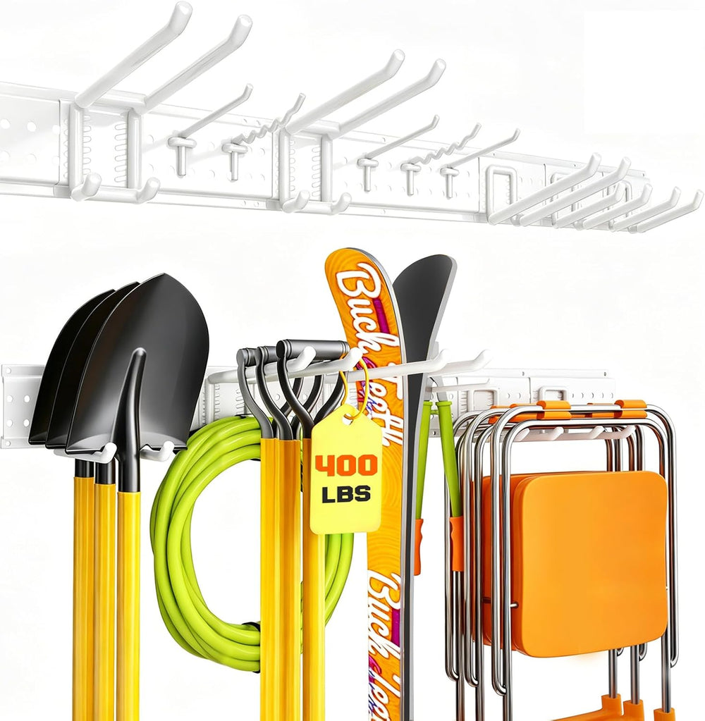 Garage Tool Organizer Wall Mount 49.5 inches with 10 Adjustable Heavy-Duty Ho...