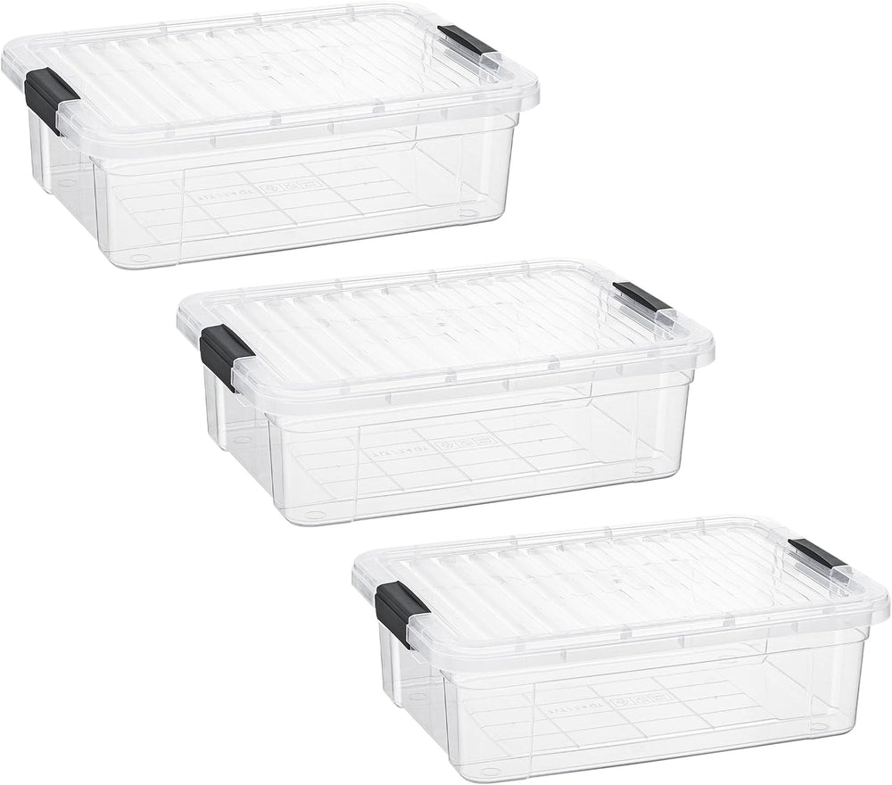 Superio 7.4 Quart Clear Plastic Storage Bin with Lid, Stackable Organizer Box...