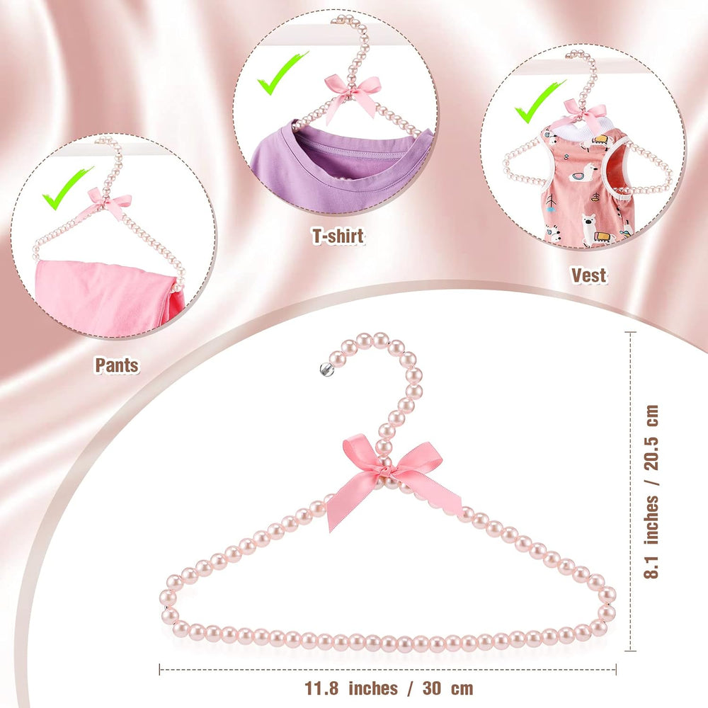 Threan Pink 12 Pcs Pearl Beaded Clothes Hanger Mini Pearl Hangers