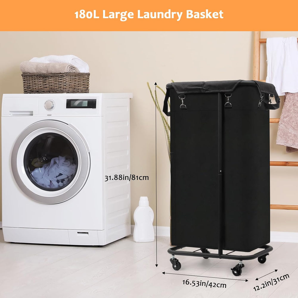 Longzhuo 180L Laundry Basket with Wheels, Rolling Laundry Basket with Removab...