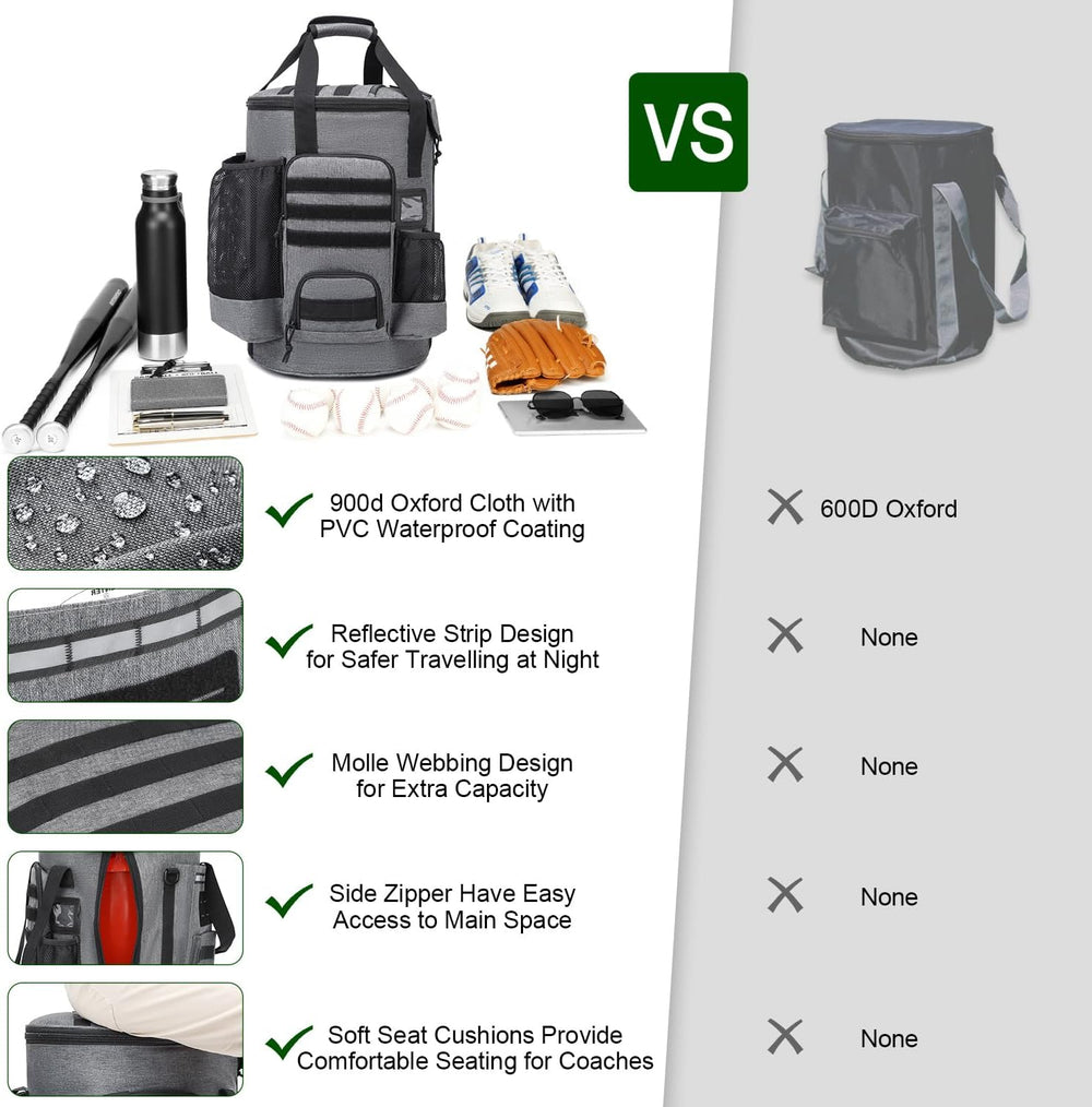 Baseball Bucket Bag, Softball Coaches Bags Fit 6 Gallon Buket