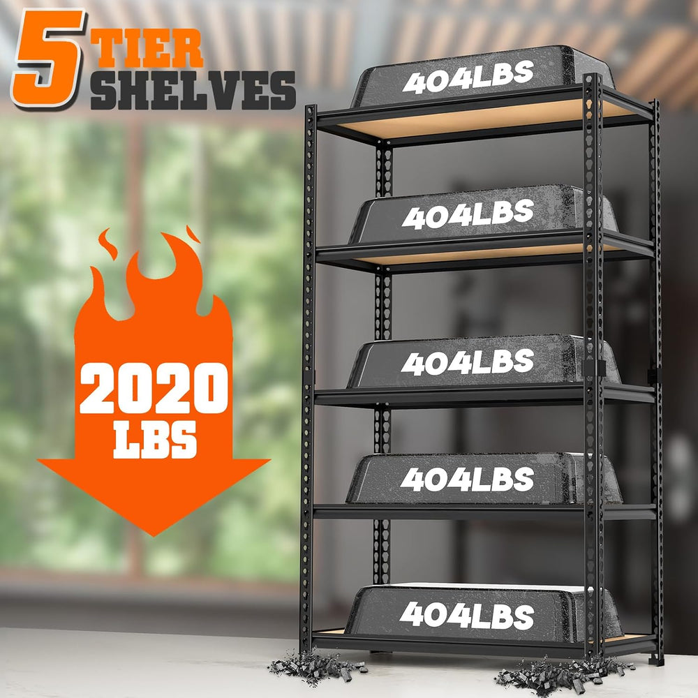 LEVELEVE 5-Tier Storage Shelving Unit, Metal, for Garage, Kitchen, Laundry Ro...