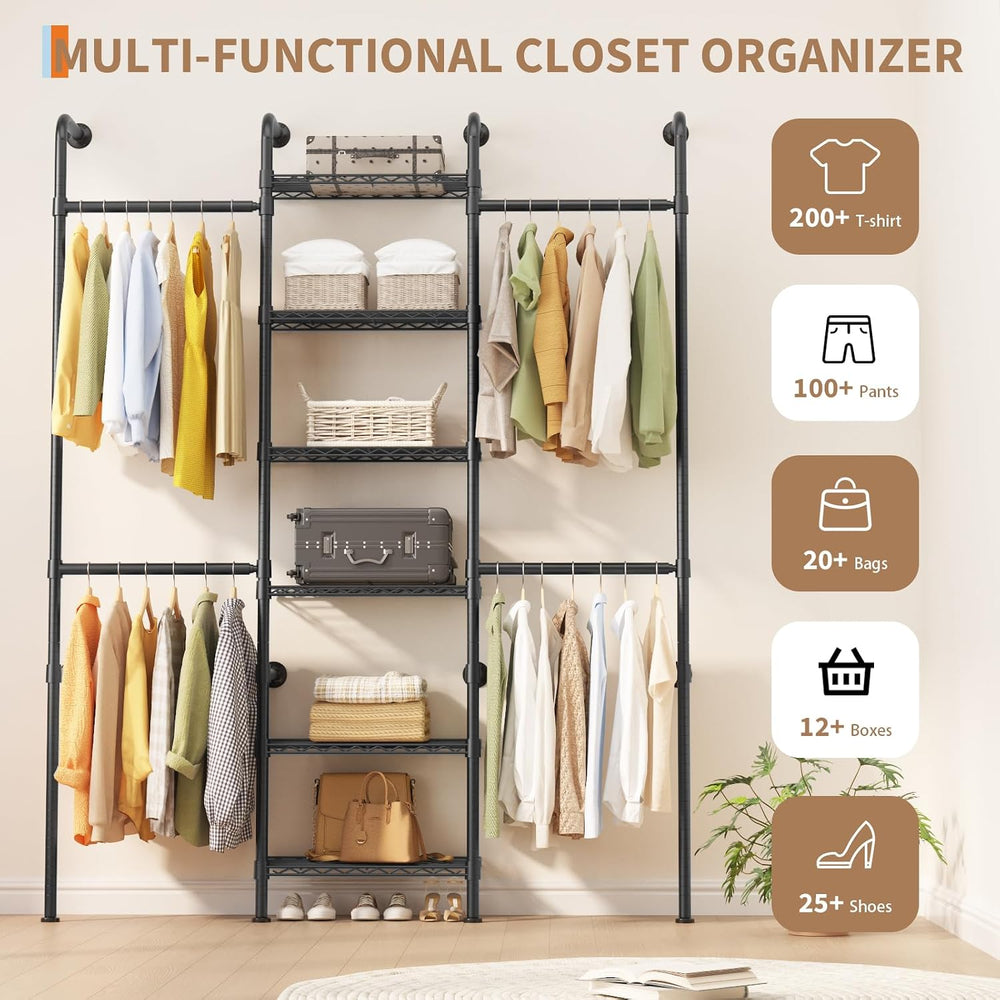 L3 Wall Mounted Pipe Closet System, Matte Black