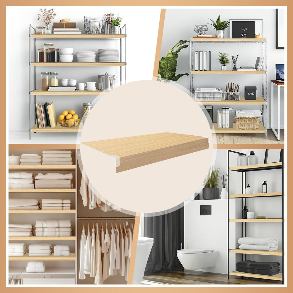 5 PCS Wire Shelf Covers PVC 16x9x3 inch for Pantry (Wood Color)