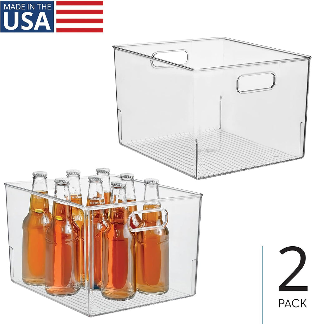 iDesign Storage Bin with Handles, Set of 2, Clear