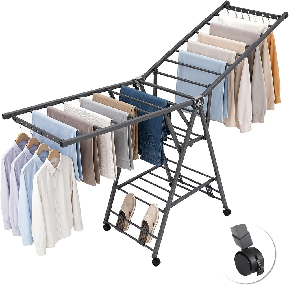 71" Foldable Clothes Drying Rack, 3 Tire Thick Frame Rack for 35 Pieces+