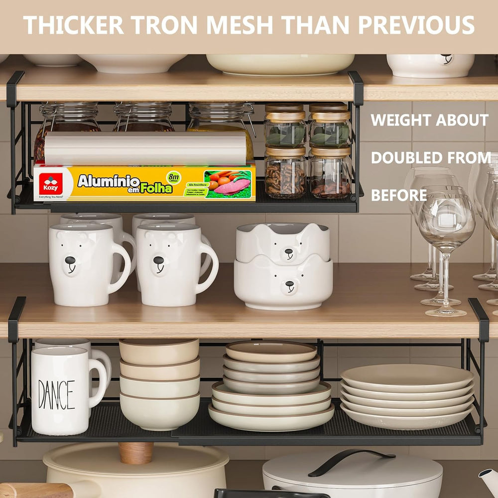 Expandable Under Cabinet Shelf, Extendable Under Shelf Storage with Removable...