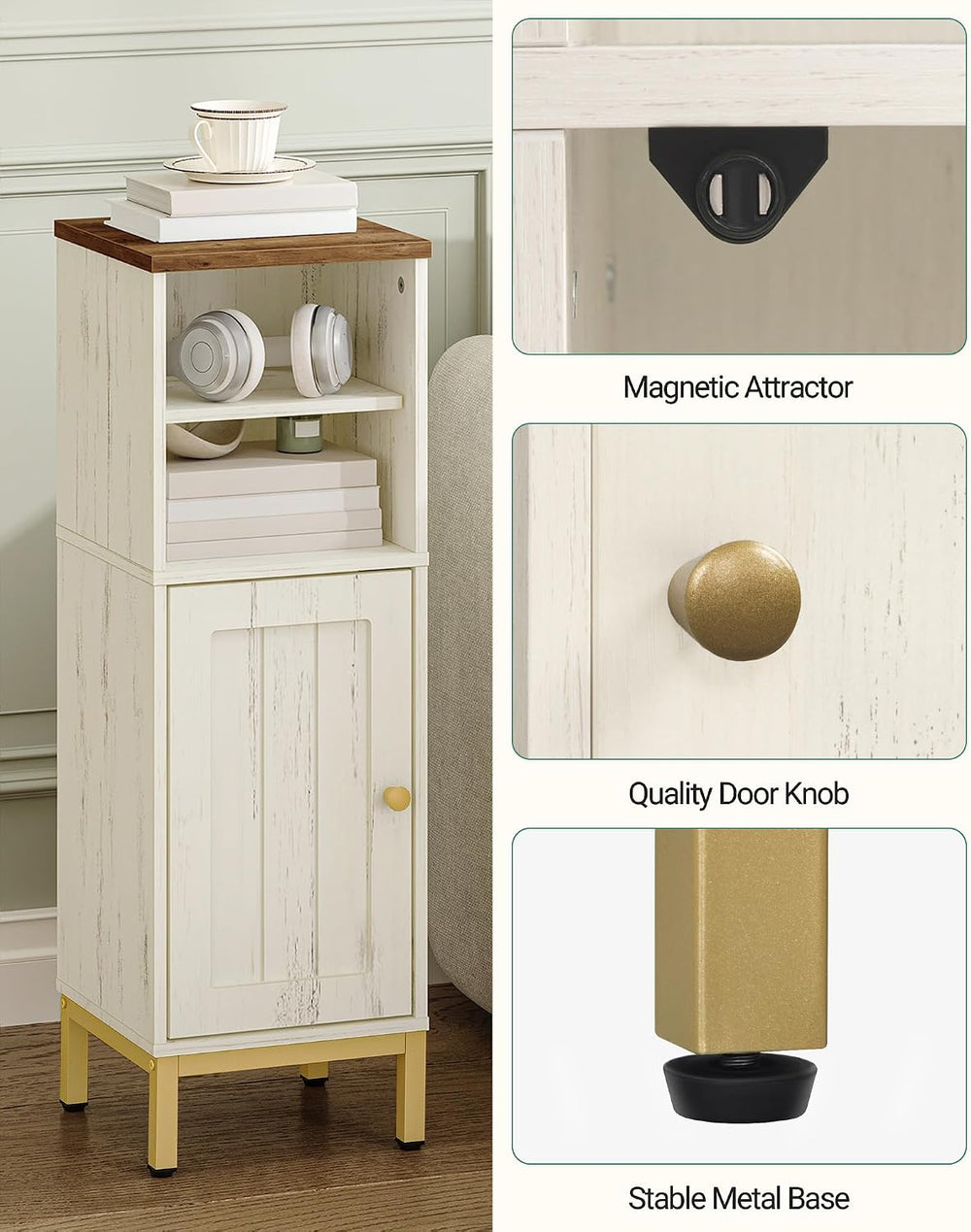 Hzuaneri Bathroom Storage Cabinet, Corner Floor Cabinet with Shelves