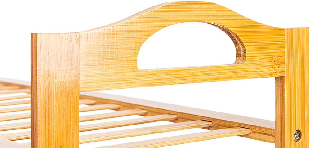 ZYSK 4 Tier Free Standing Bamboo Shoe Rack with Handles,Entryway Shoe Shelf S...