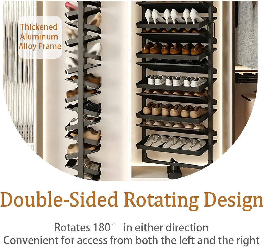 360° Rotating Shoe Rack Organizer for Closet, Double-Sided Pull Out with Deep...