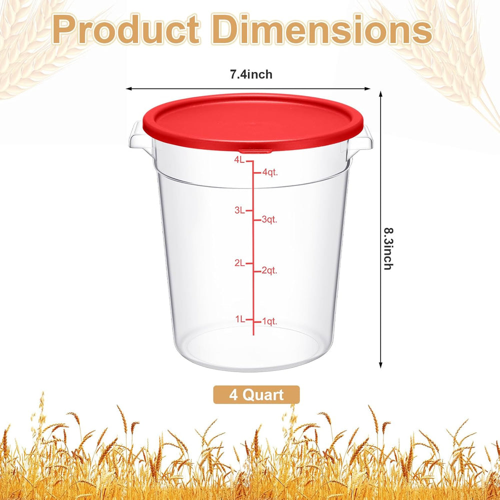 Suclain 4 Pcs 4 Qt Food Storage Container Bucket with Lids Clear Proofing Con...