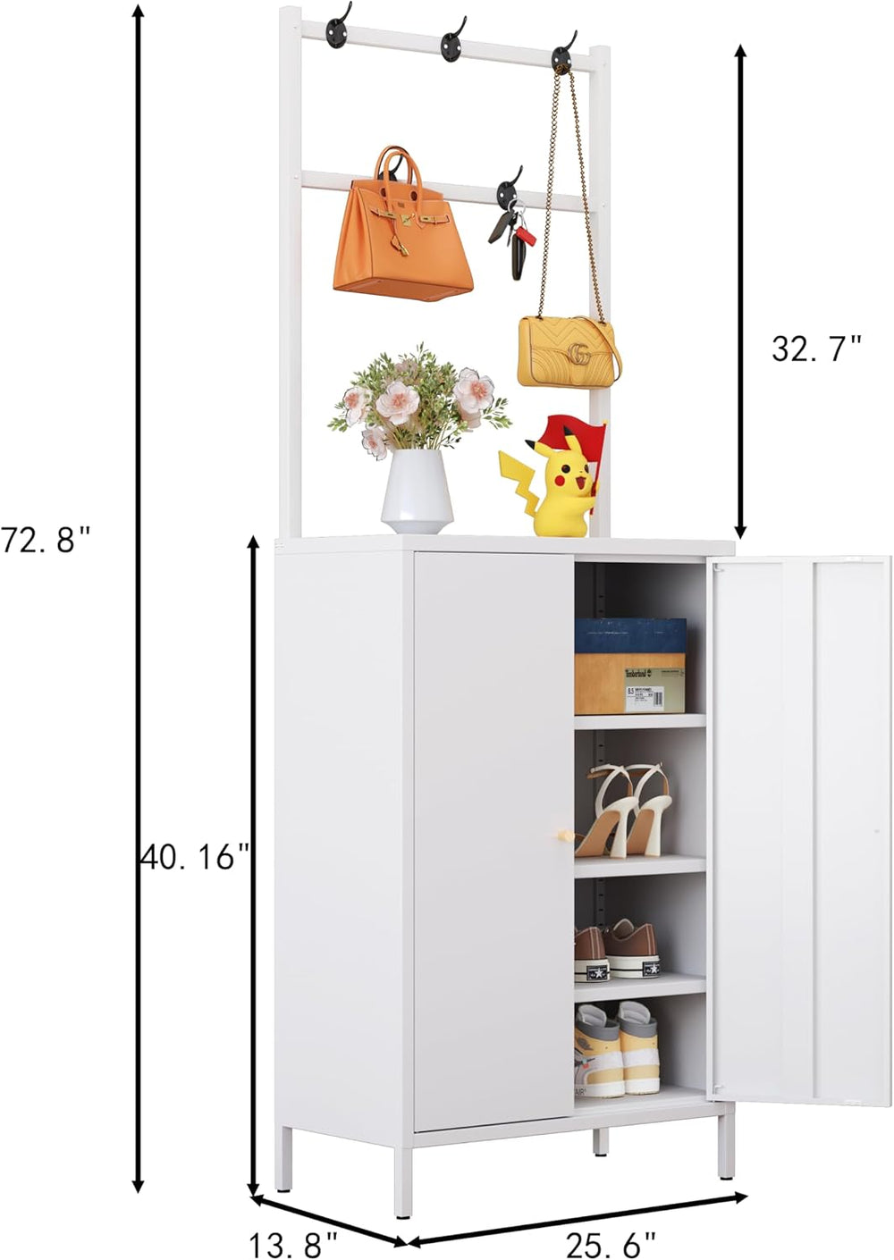 2in1 Hall Tree Shoe Cabinet for Entryway, Hallway, and Living Room,Metal Shoe...