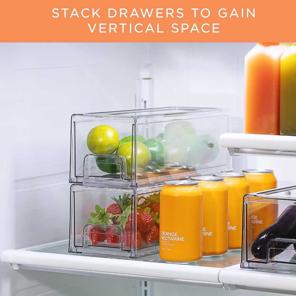 Sorbus Clear Storage Drawers for Refrigerator & Pantry (Small Wide, 2 Pack)