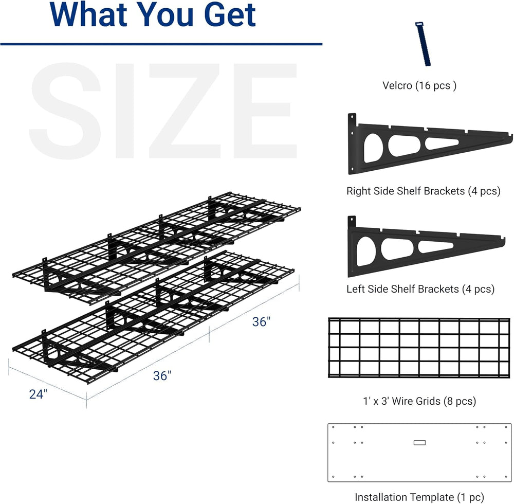 FLEXIMOUNTS 2-Pack 2x6ft Garage Shelving 24-inch-by-72-inch Heavy Duty Wall M...