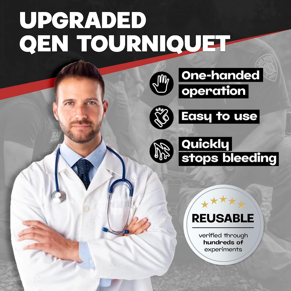 5 Pack Qen Tourniquet for Severe Bleeding Control, Gear for First Aid Kits an...