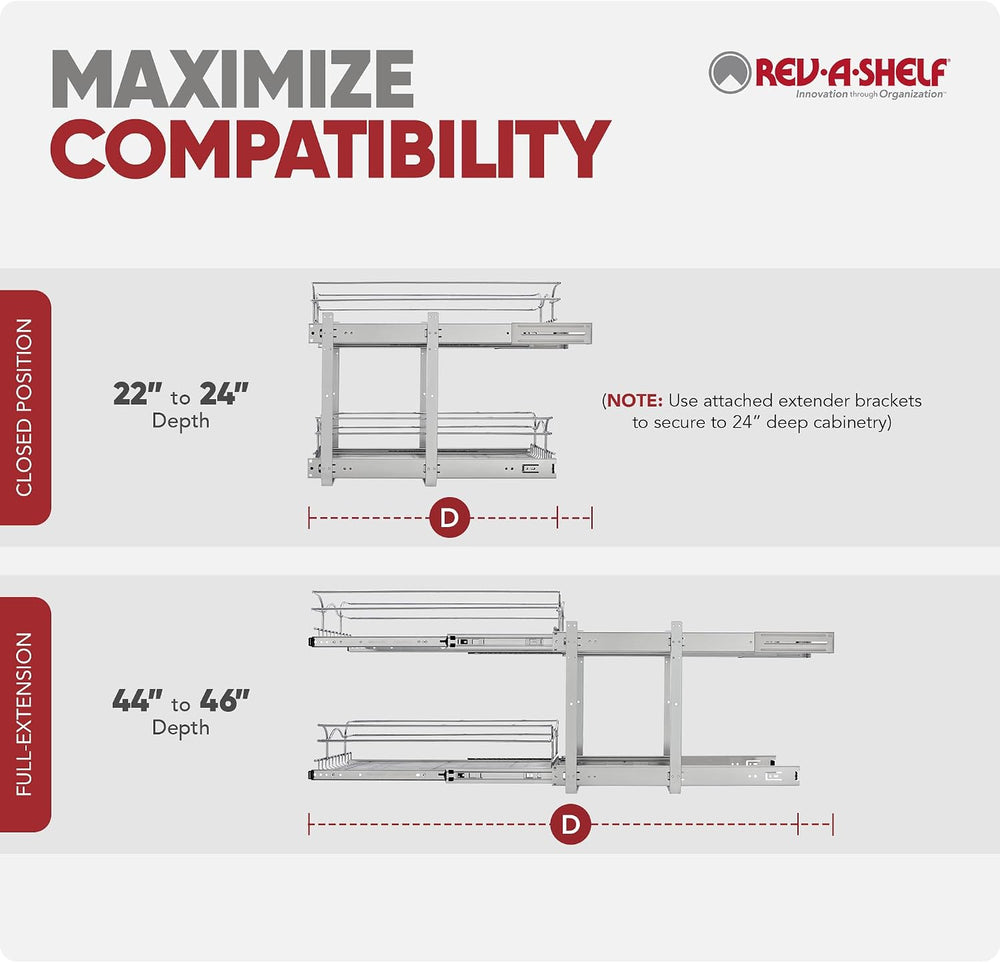 Rev-A-Shelf 2-Tier Pullout Organizer for Kitchen Cabinets, 9" x 22"