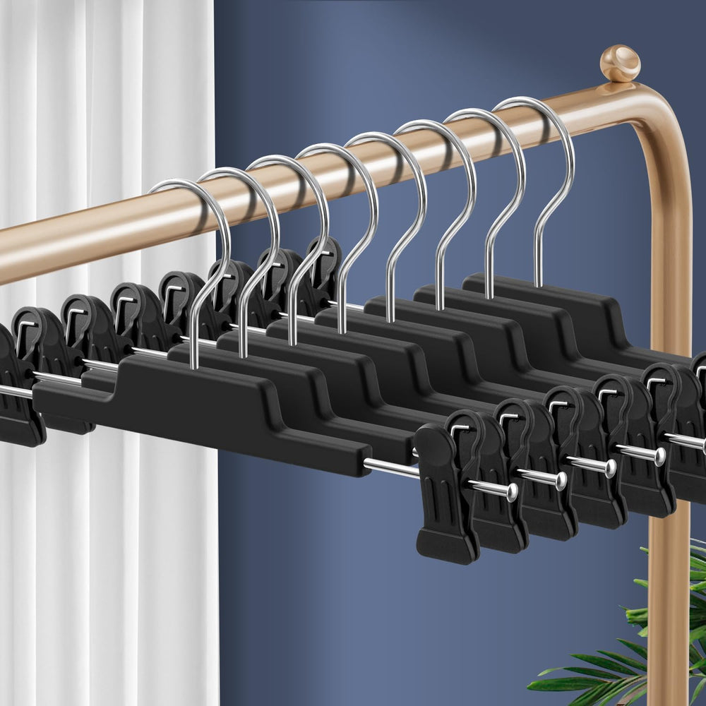 HUADYMEET 20 Pack Heavy DutyPants Skirt Hangers with Clips,Black,12 Inch